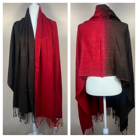 Valentino Garavani Accessories - Valentino Garavani Italy Cashmere Silk Pashmina Ombré Scarf Shawl Fringe Wrap